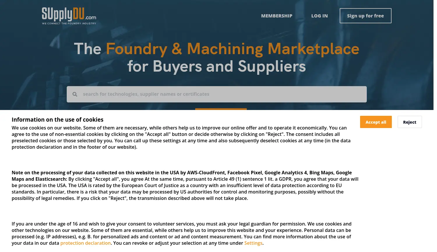 Website der Firma Sourcing Planet GmbH