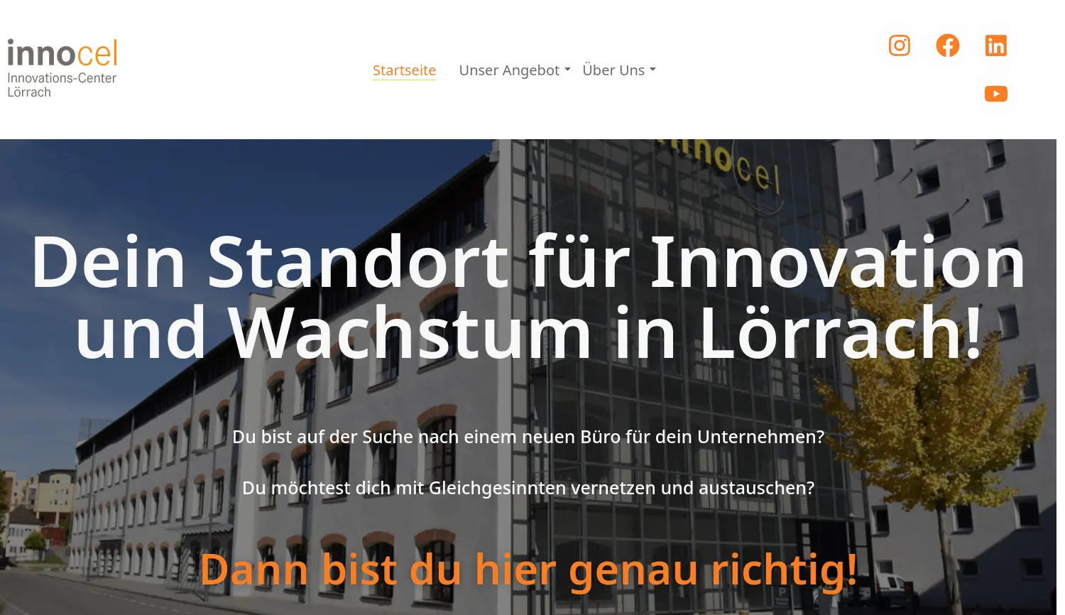 Website der Firma Innocel Innovations-Center Lörrach
