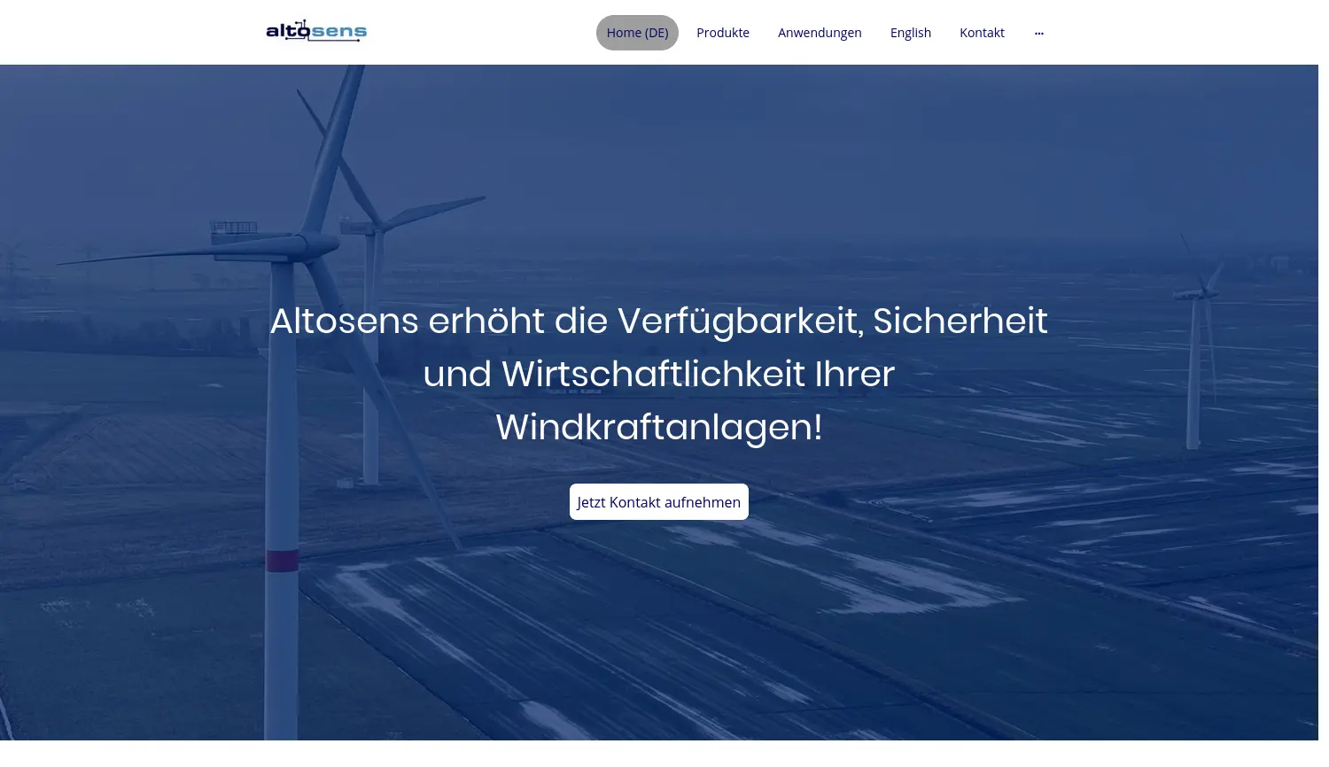 Website der Firma Altosens GmbH