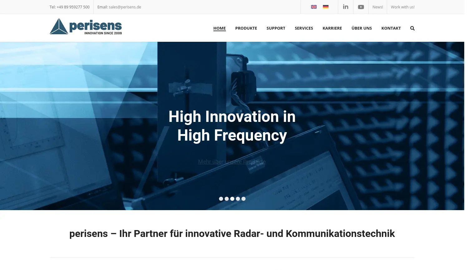 Website der Firma perisens GmbH