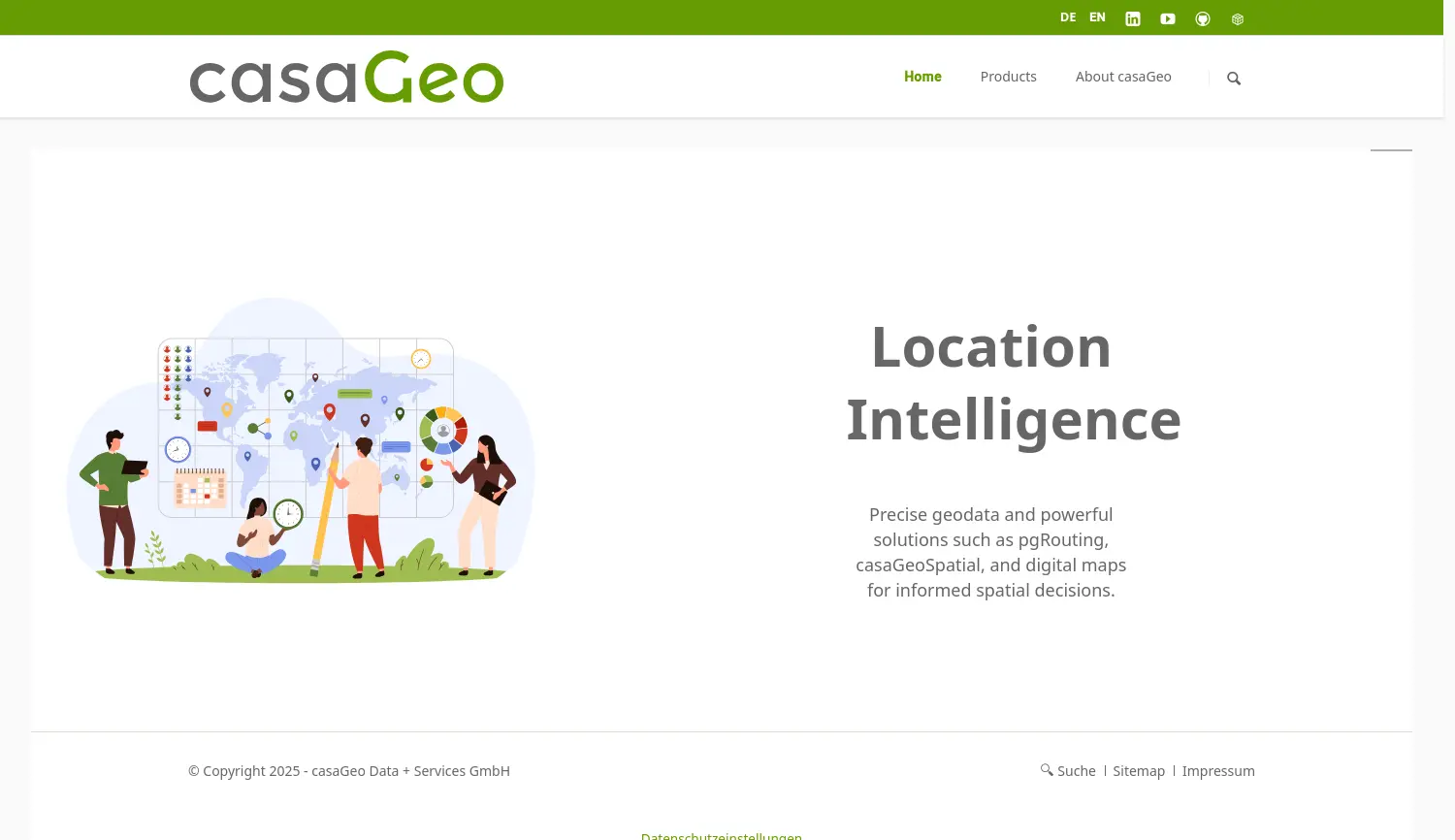 Website der Firma casaGeo Data + Services GmbH