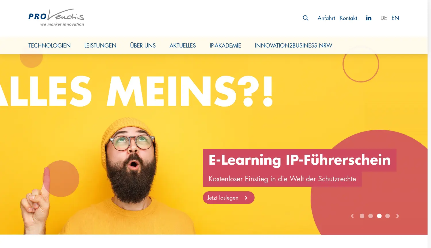 Website der Firma PROvendis GmbH