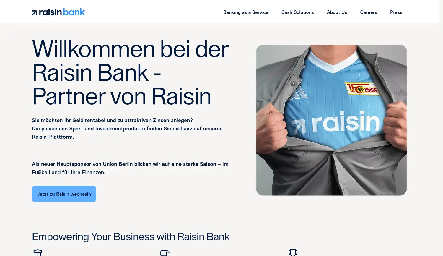 Website der Firma Raisin Bank AG