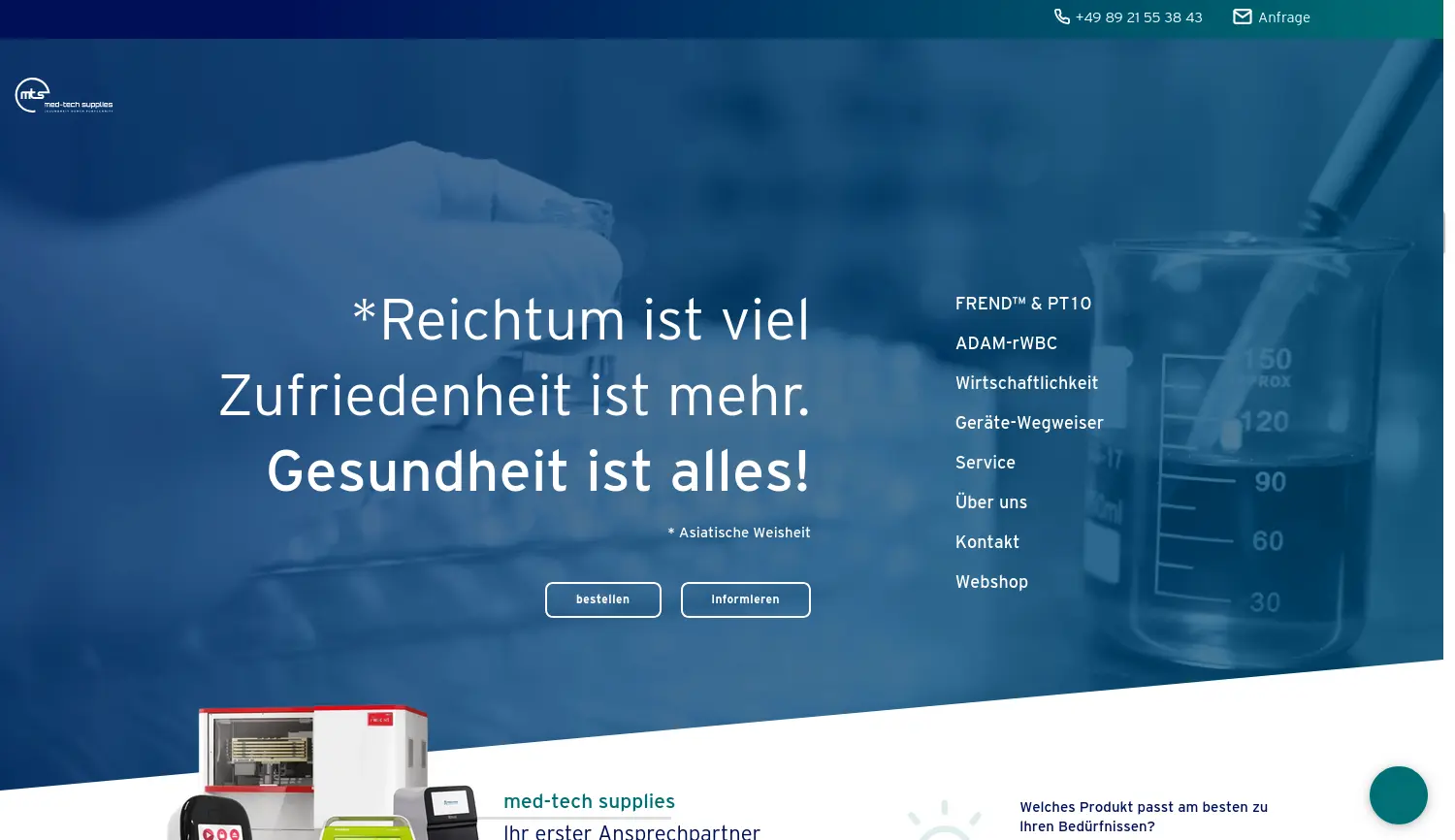 Website der Firma mts med-tech supplies GmbH