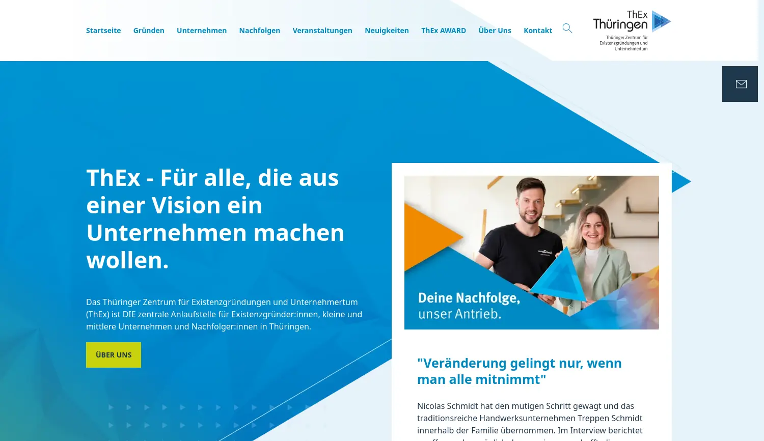 Website der Firma Thüringer Zentrum für Existenzgründungen und Unternehmertum
