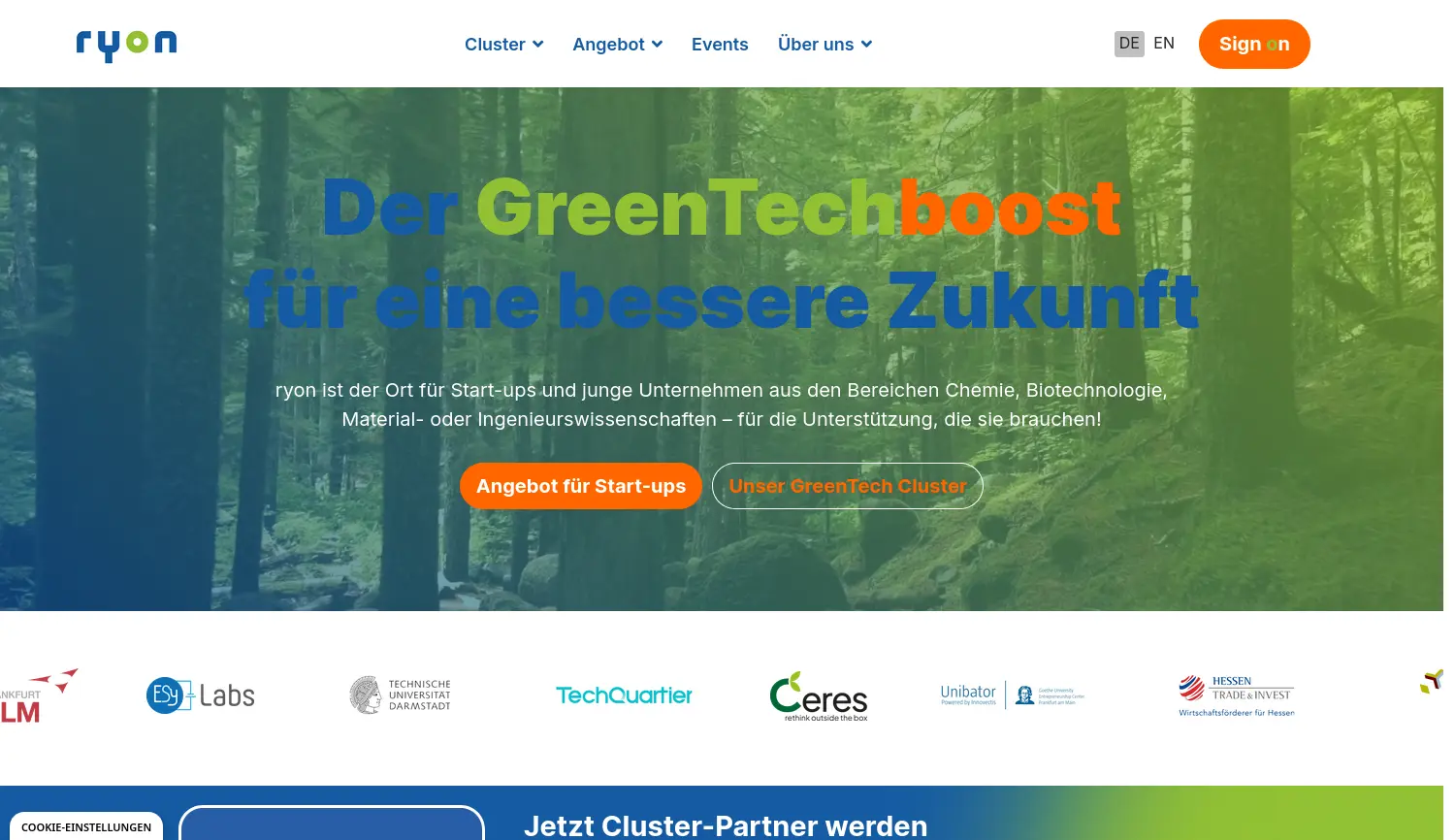 Website der Firma GreenTech Accelerator Gernsheim GmbH