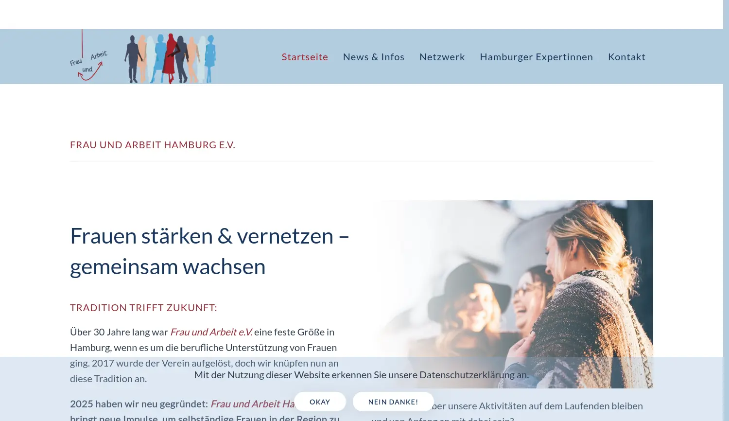 Website der Firma Frau und Arbeit Hamburg e.V.