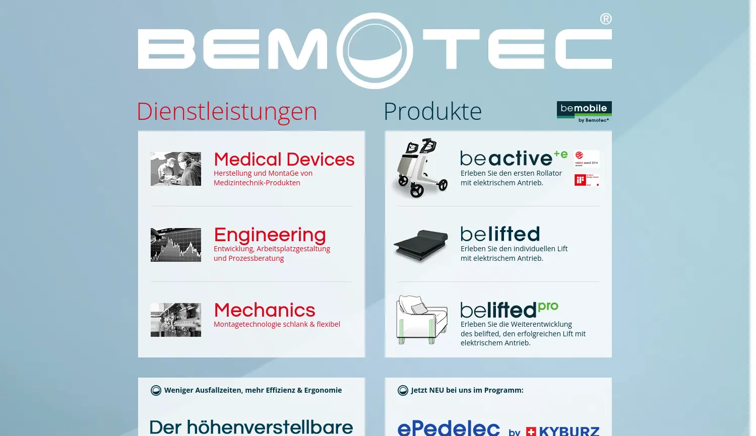 Website der Firma BEMOTEC GmbH