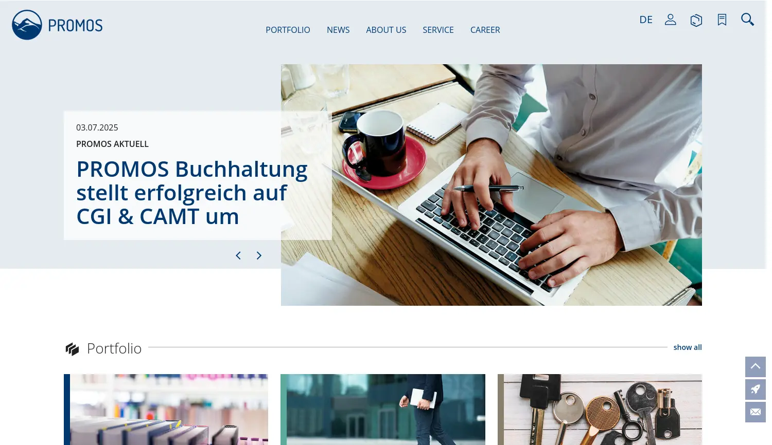 Website der Firma PROMOS consult Projektmanagement, Organisation und Service GmbH