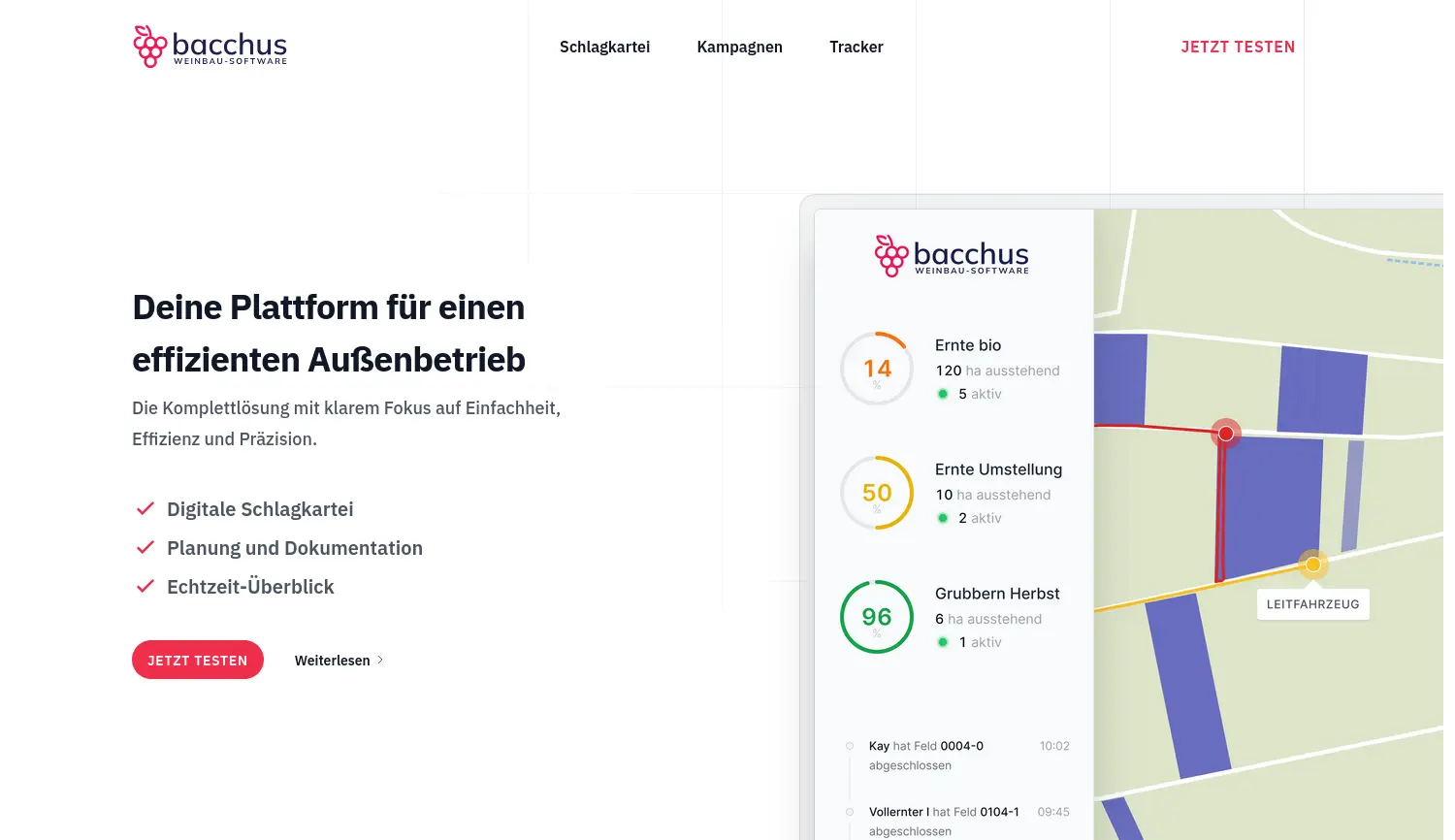 Website der Firma Bacchus Software GmbH