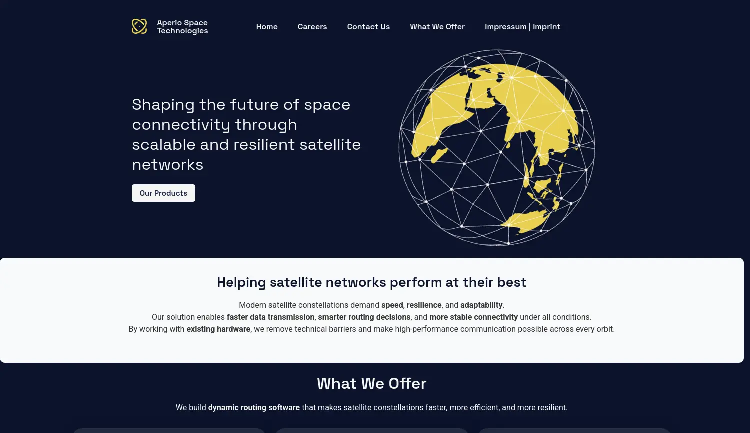 Website der Firma Aperio Space Technologies GmbH