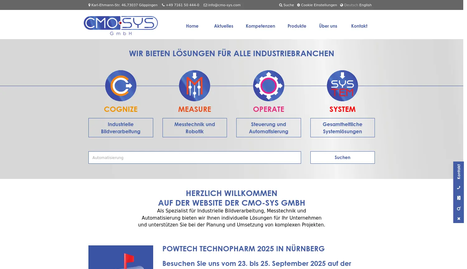 Website der Firma CMO-SYS GmbH