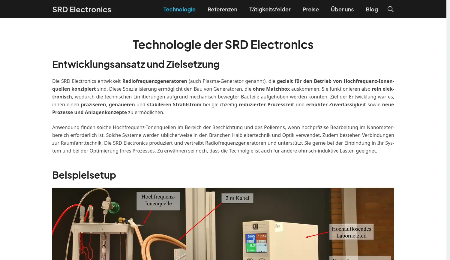 Website der Firma SRD Electronics UG (haftungsbeschränkt)