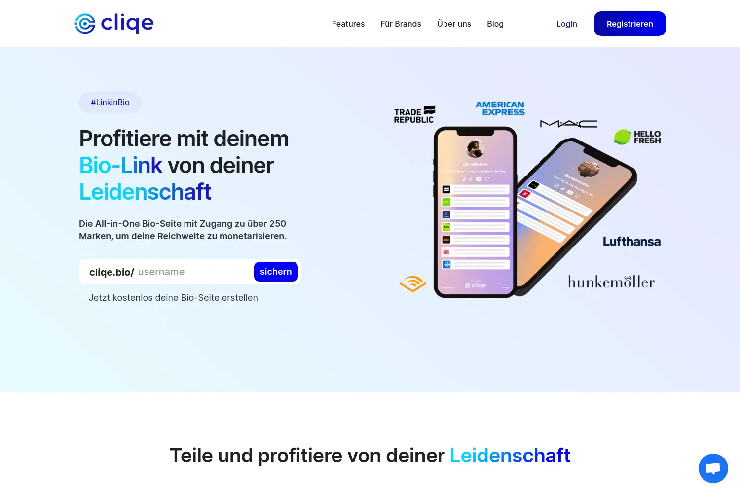 Website der Firma cliqe GmbH