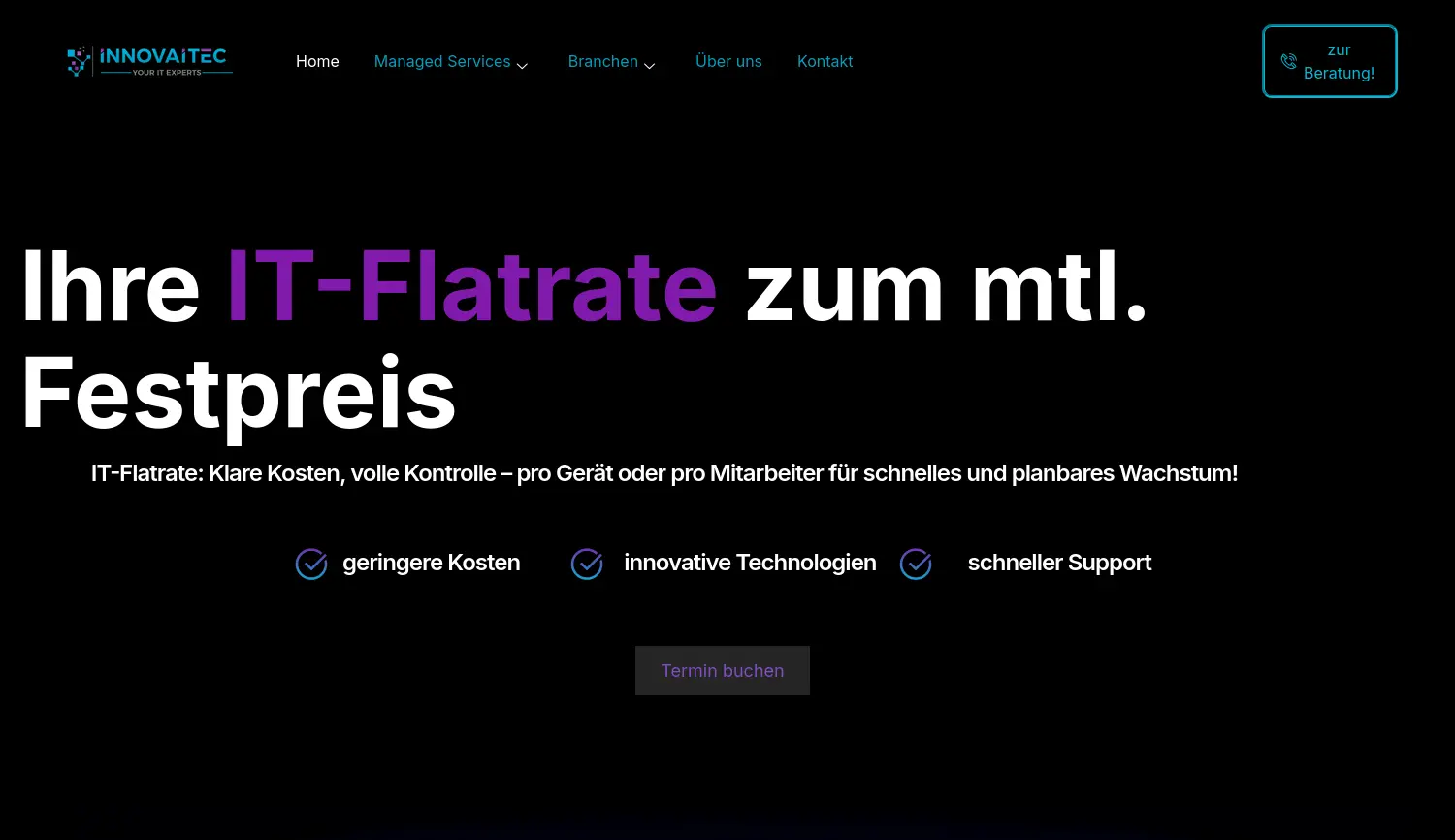 Website der Firma InnovaITec GmbH