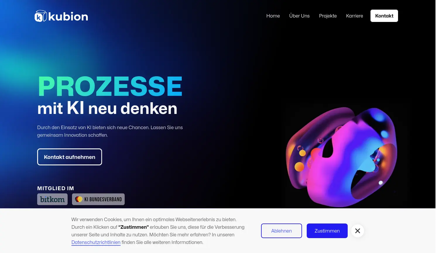 Website der Firma kubion GmbH