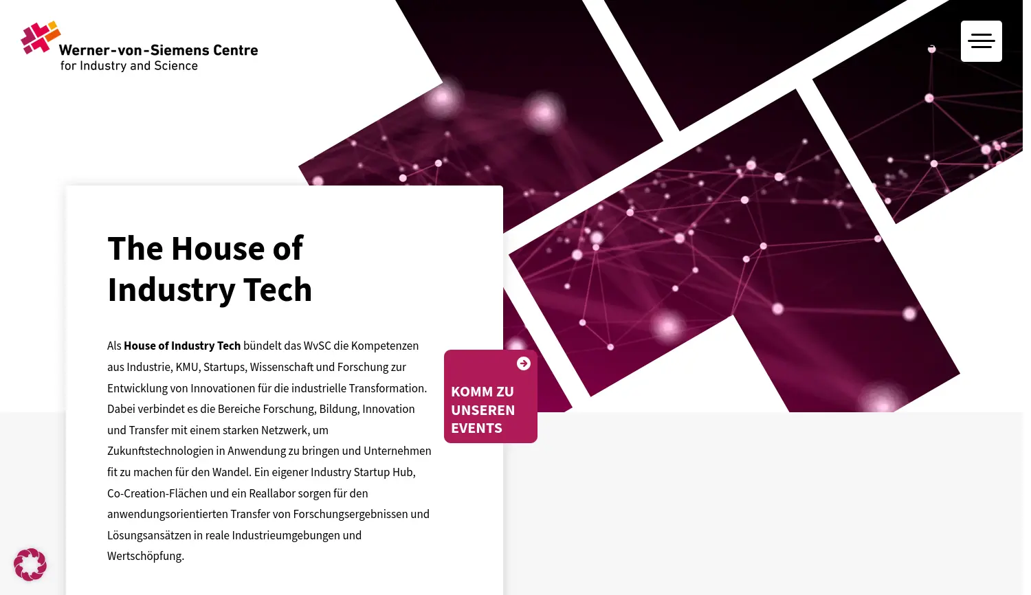 Website der Firma Werner-von-Siemens Centre for Industry and Science e.V.