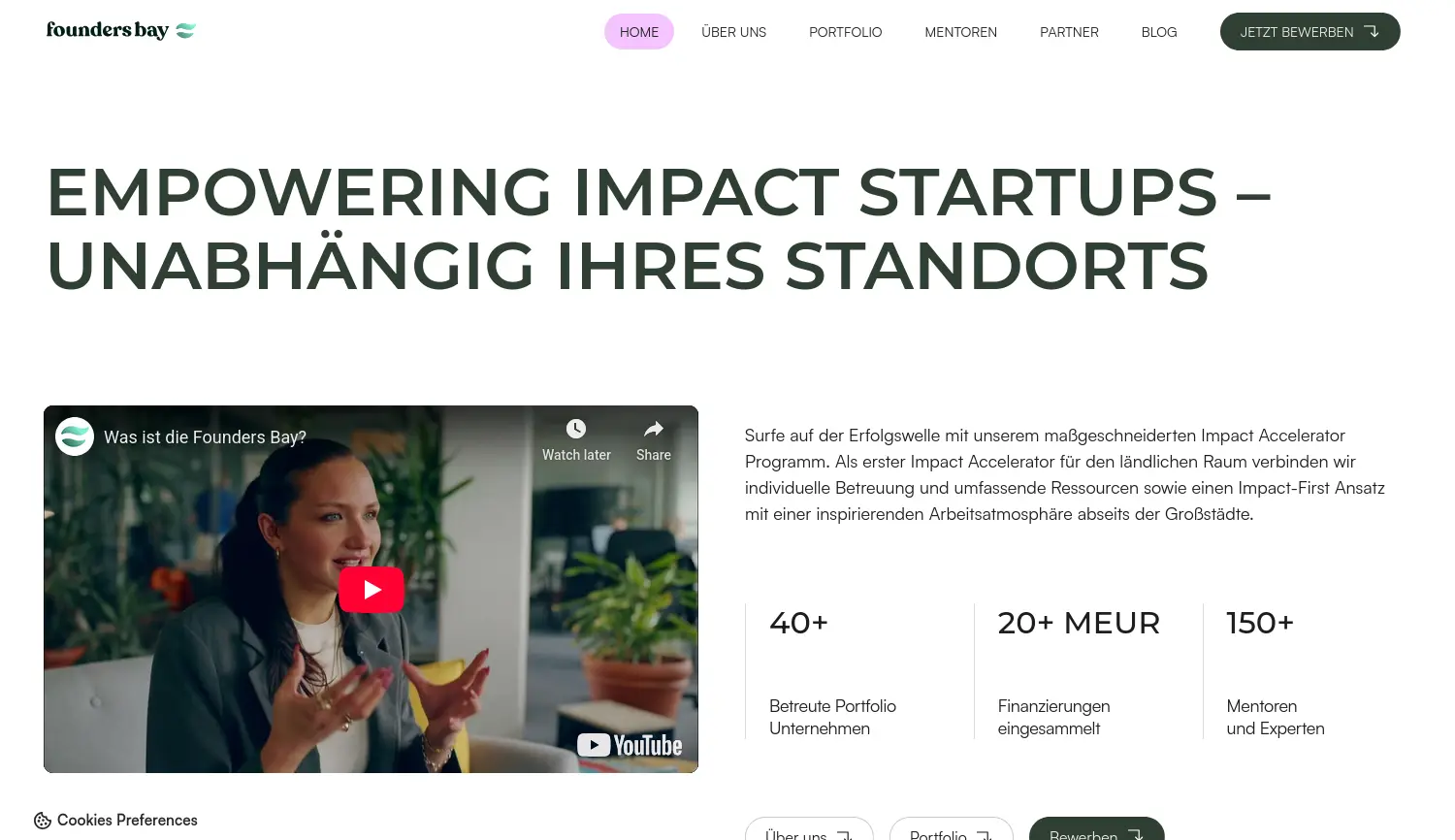 Website der Firma Founders Bay