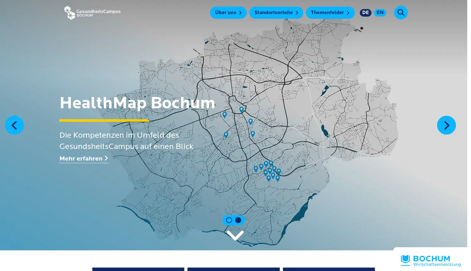 Website der Firma Agentur GesundheitsCampus Bochum c/o Wirtschaftsförderung Bochum Wifö GmbH