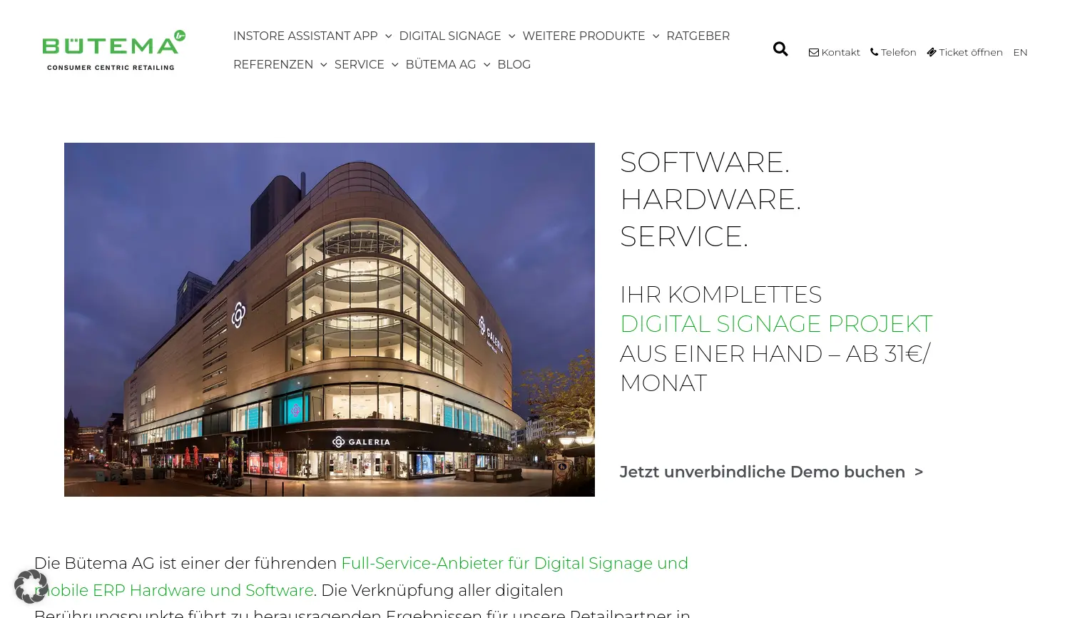 Website der Firma Bütema AG