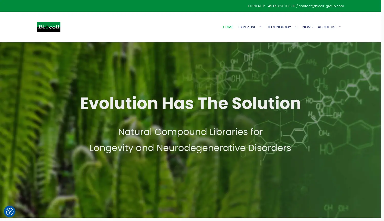 Website der Firma Bicoll GmbH