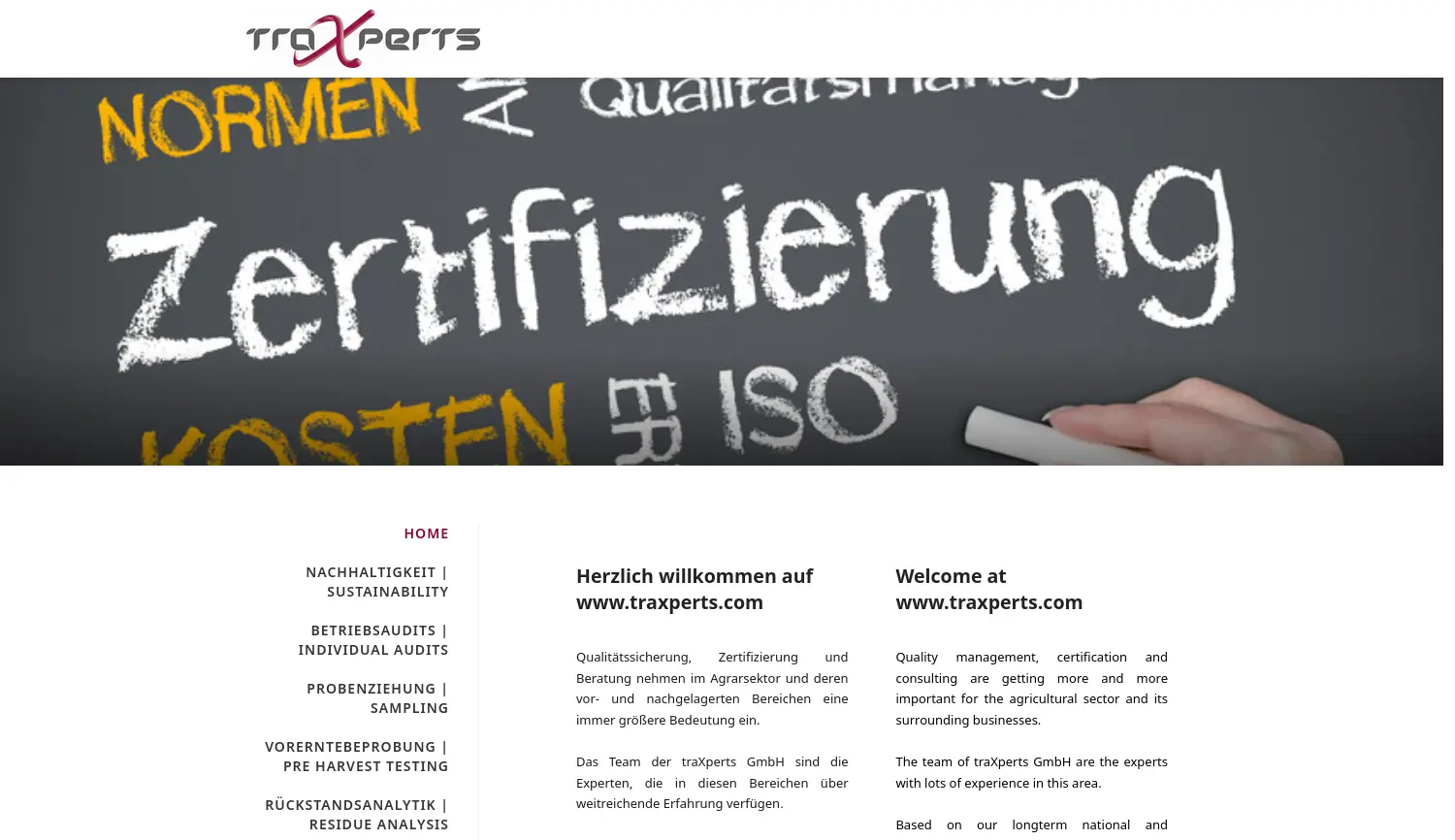 Website der Firma traXperts GmbH