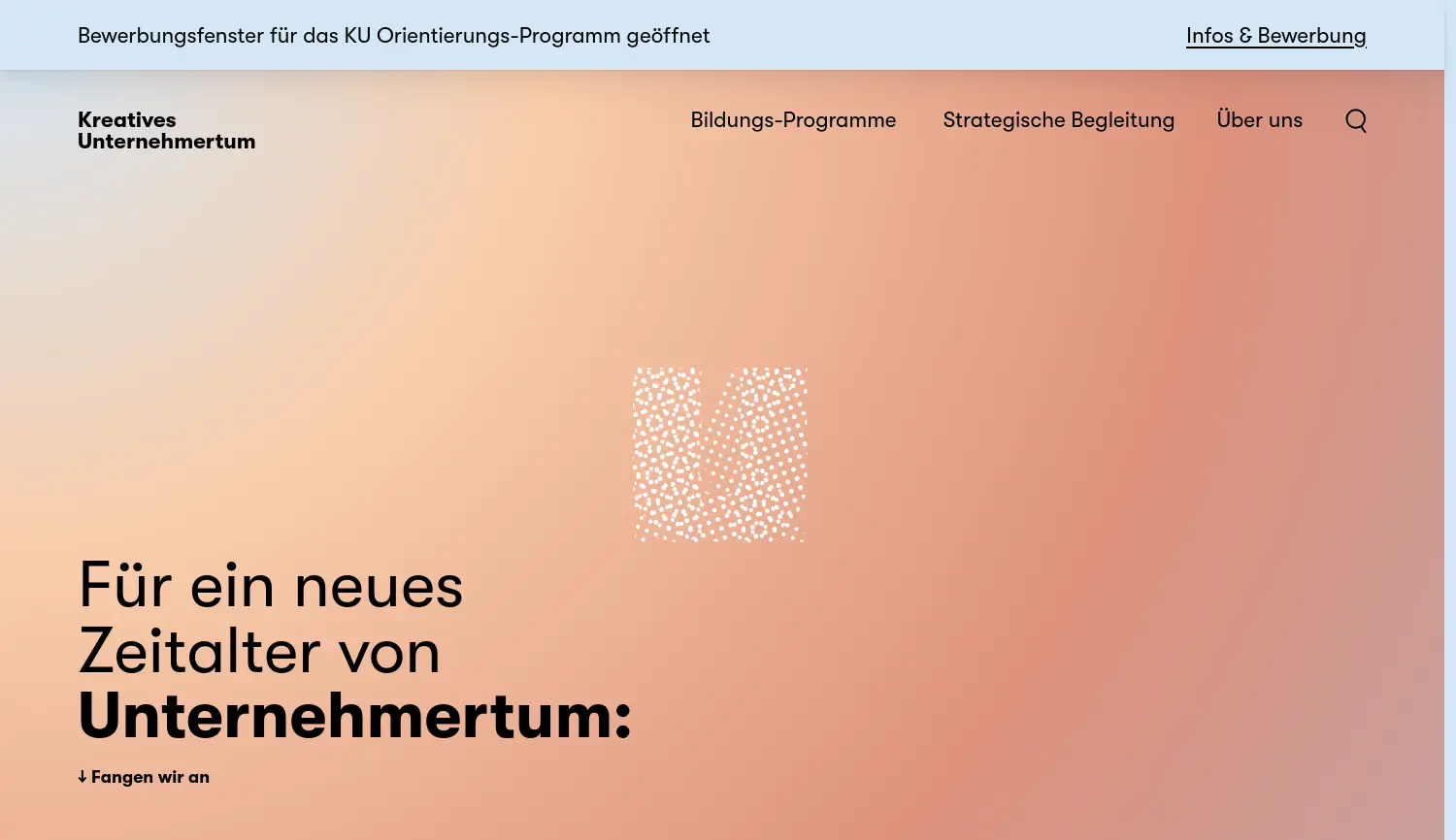 Website der Firma Kreatives Unternehmertum