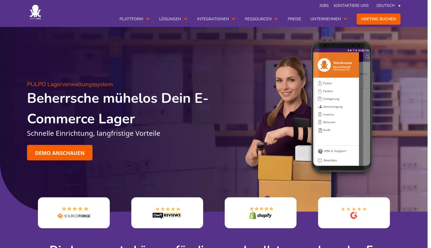 Website der Firma PULPO WMS Germany GmbH