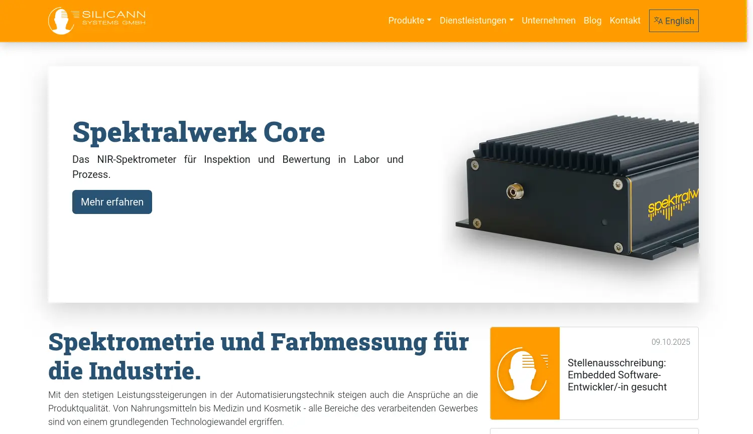 Website der Firma Silicann Systems GmbH