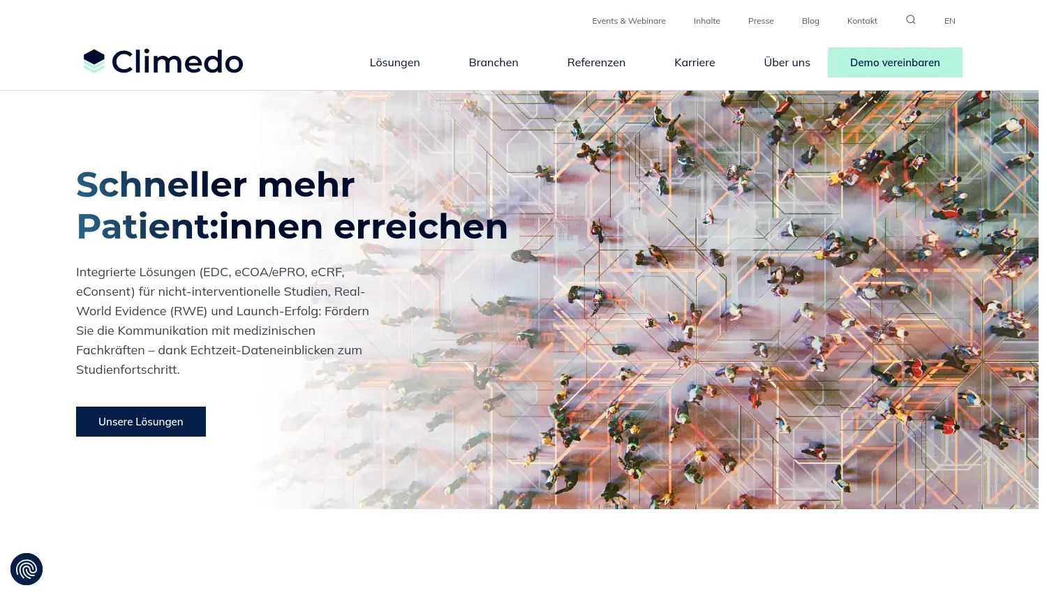 Website der Firma Climedo Health GmbH