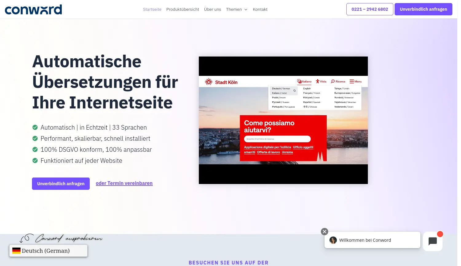 Website der Firma Conword