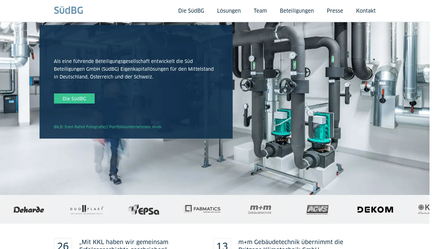 Website der Firma Süd Beteiligungen GmbH