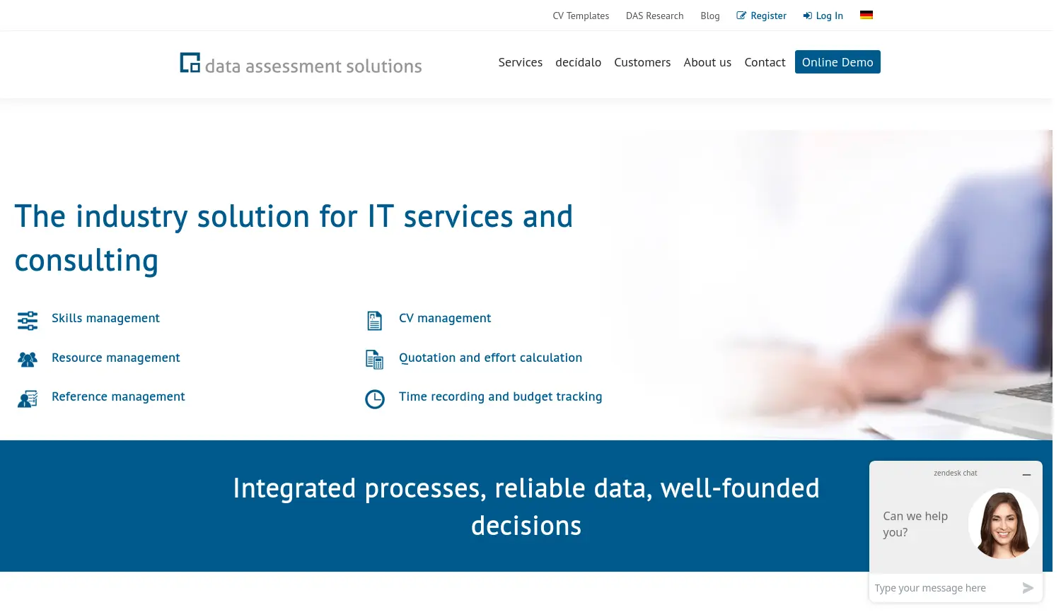 Website der Firma Data Assessment Solutions GmbH