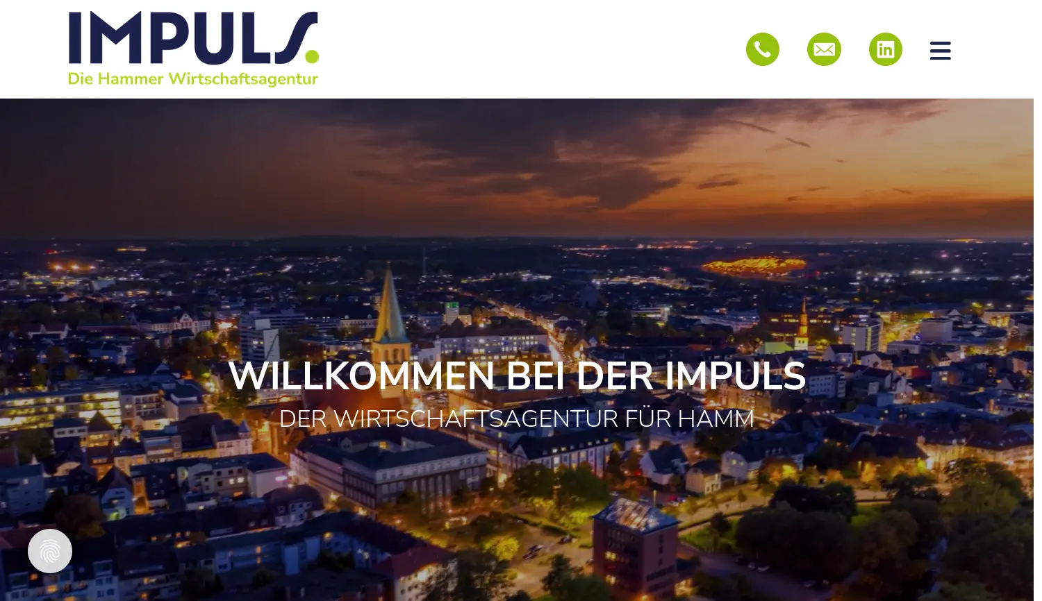 Website der Firma IMPULS. Die Hammer Wirtschaftsagentur GmbH
