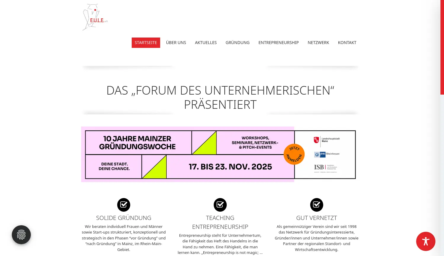 Website der Firma E.U.L.E. e.V.