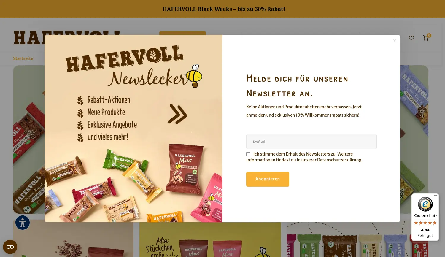 Website der Firma HNC Healthy Nutrition Company GmbH