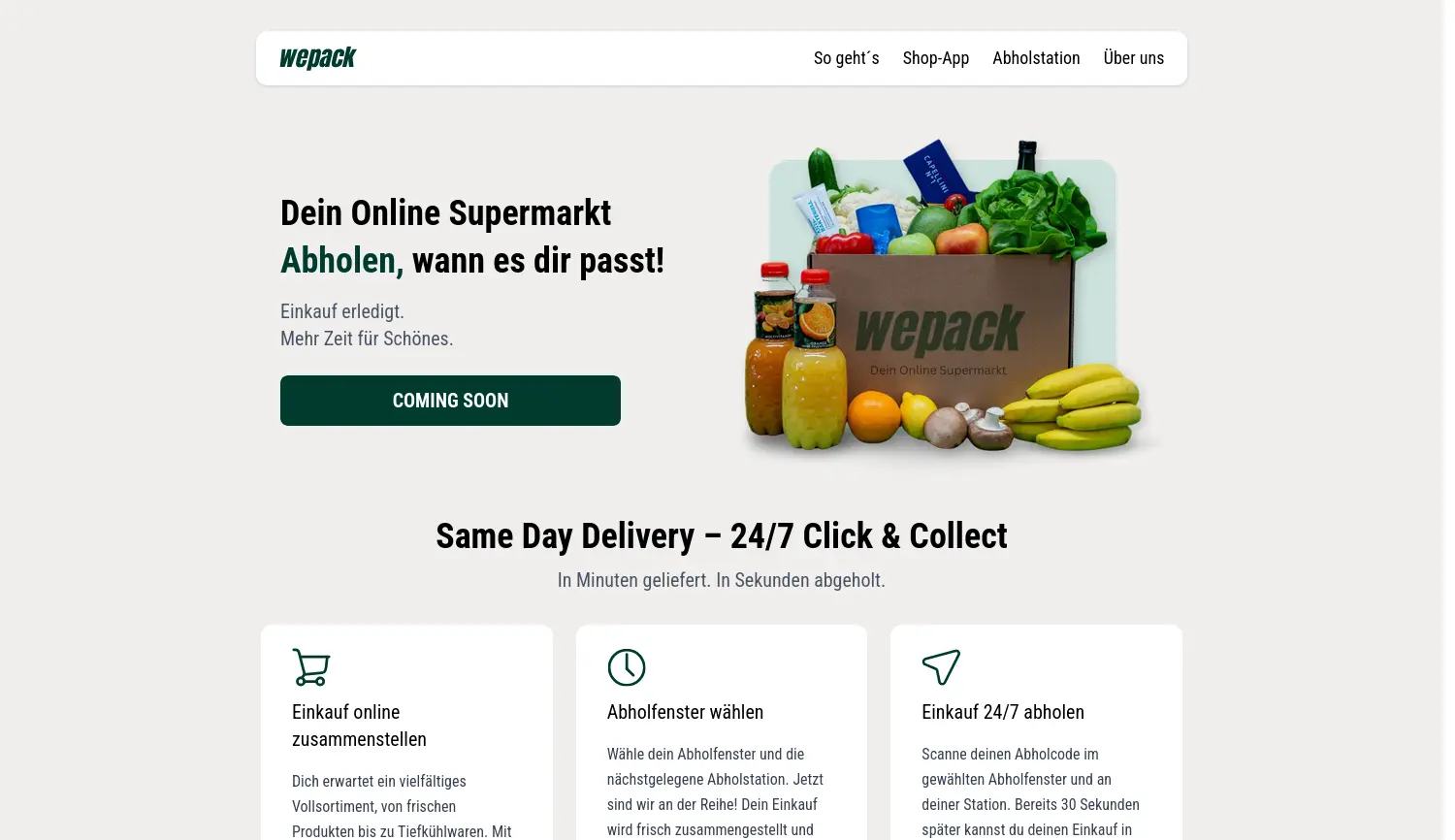Website der Firma WePack GmbH