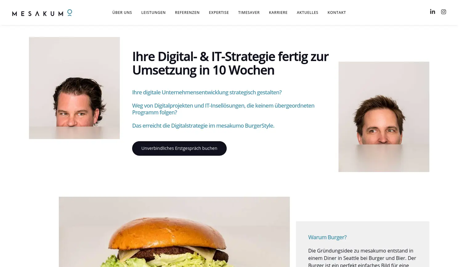 Website der Firma mesakumo GmbH