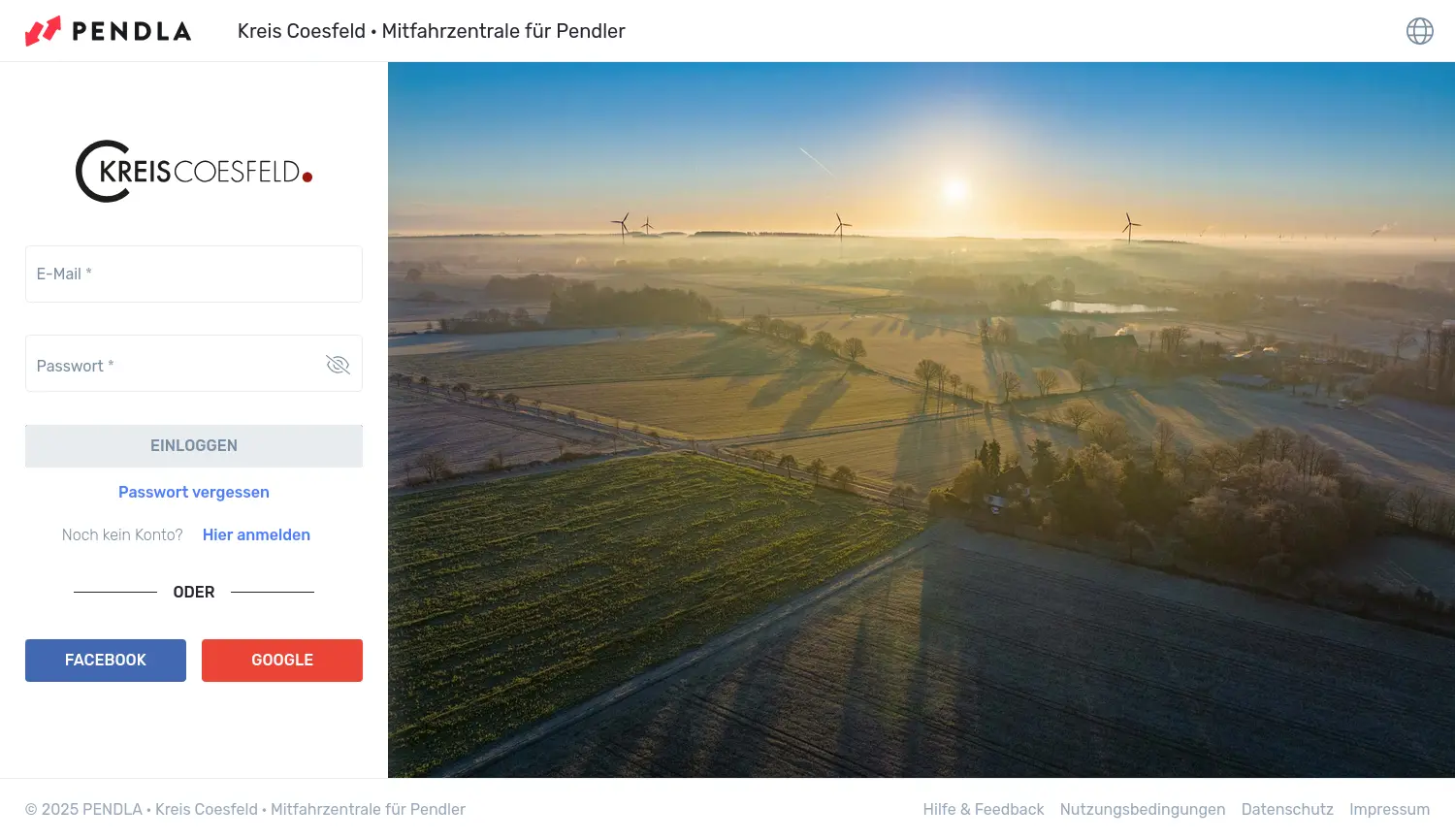 Website der Firma Pendla