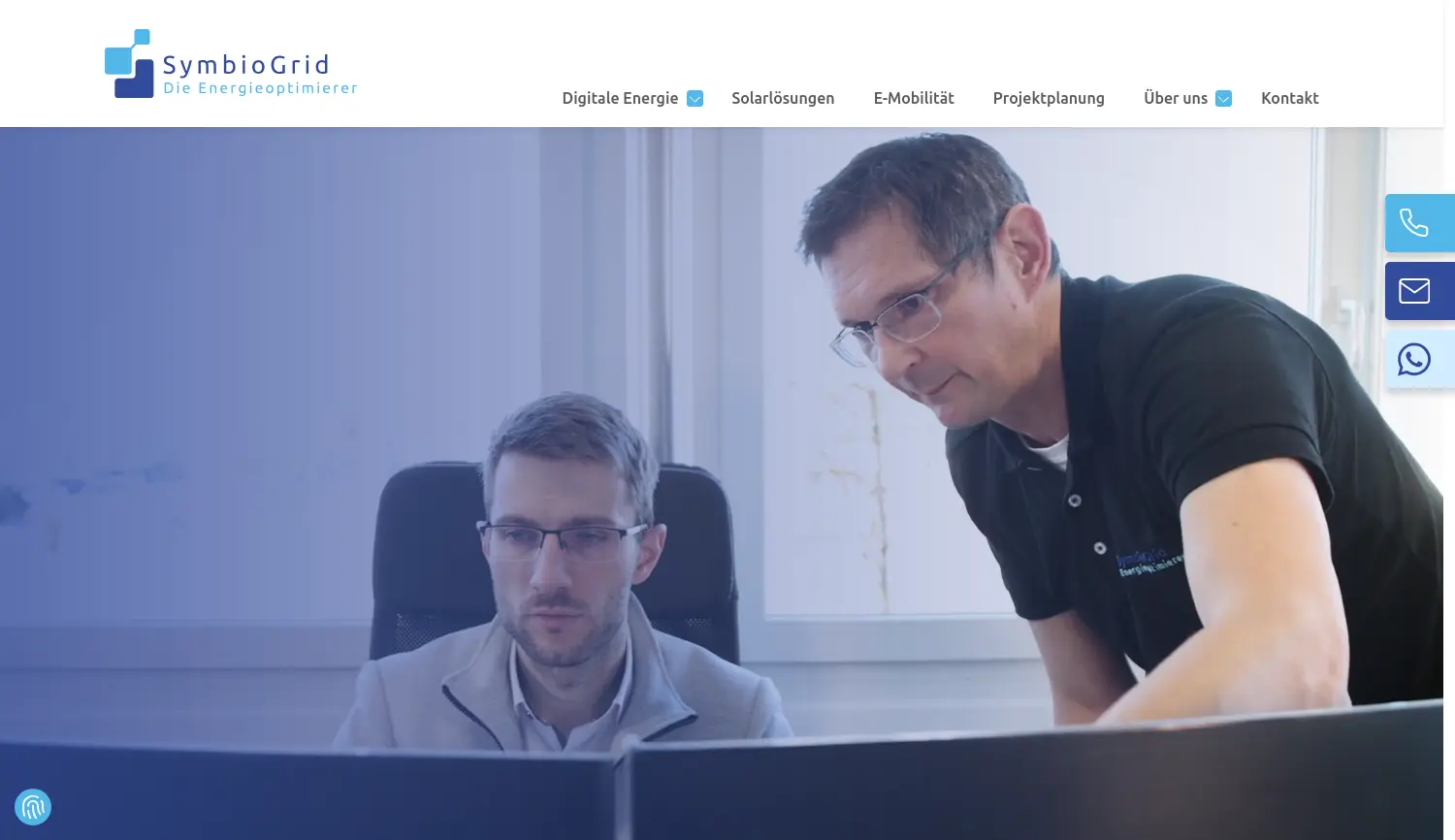 Website der Firma SymbioGrid GmbH