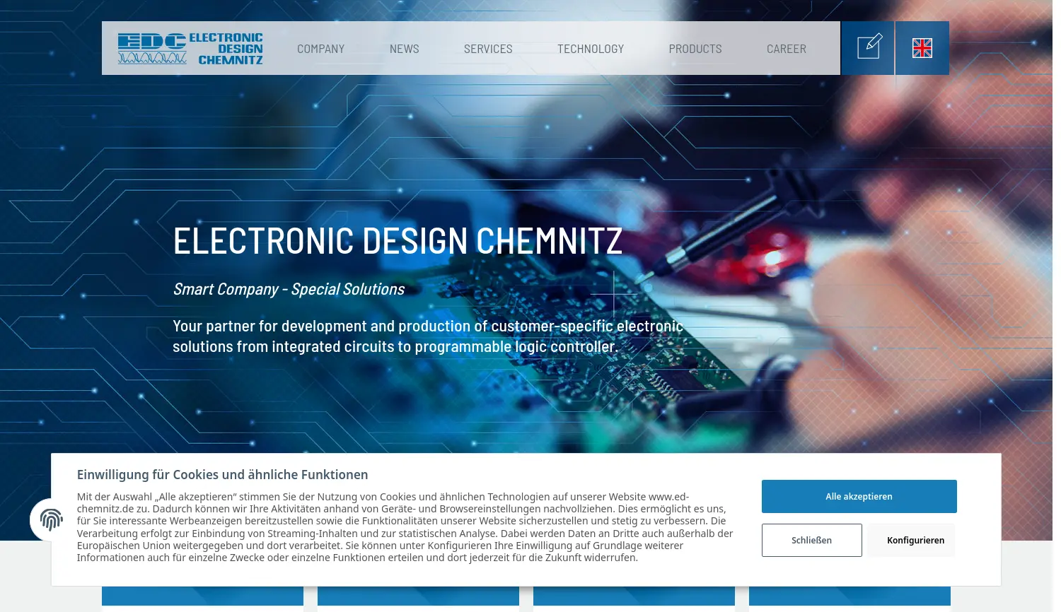 Website der Firma EDC Electronic Design Chemnitz GmbH