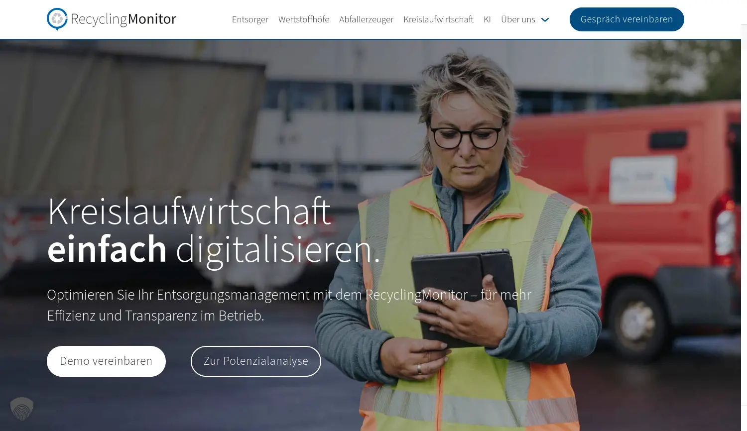 Website der Firma RecyclingMonitor GmbH & Co. KG