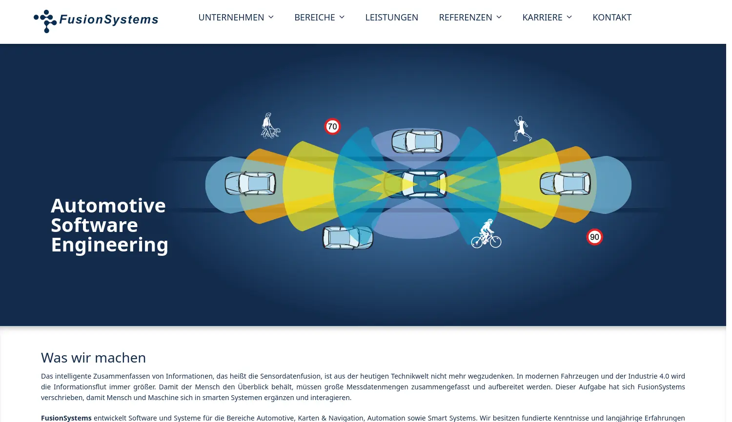 Website der Firma FusionSystems GmbH