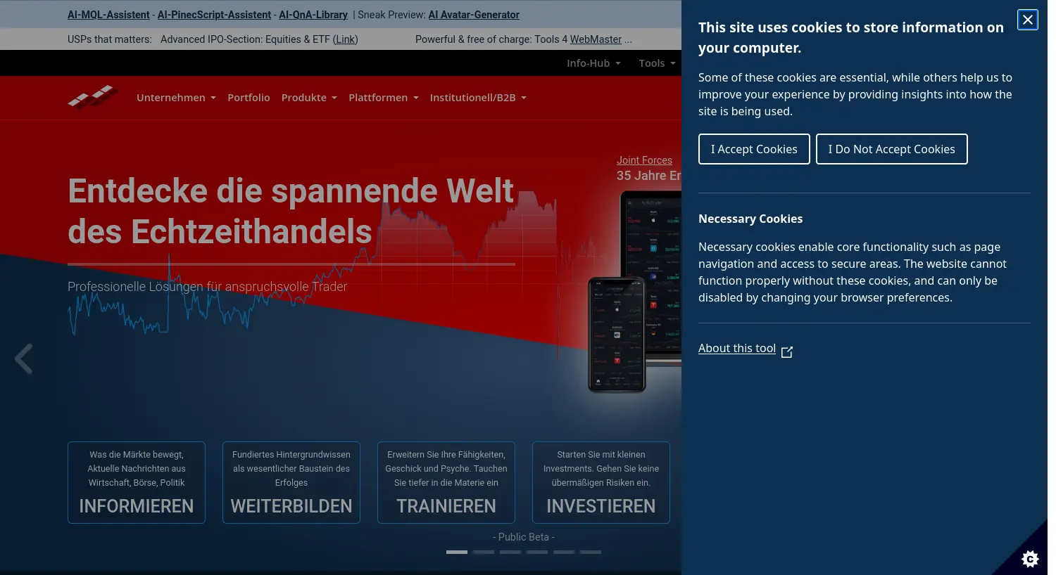 Website der Firma RSQ Technology Ventures GmbH