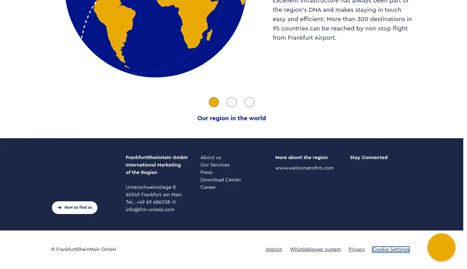 Website der Firma FrankfurtRheinMain GmbH International Marketing of the Region