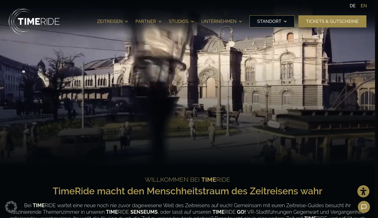 Website der Firma TIME RIDE GmbH