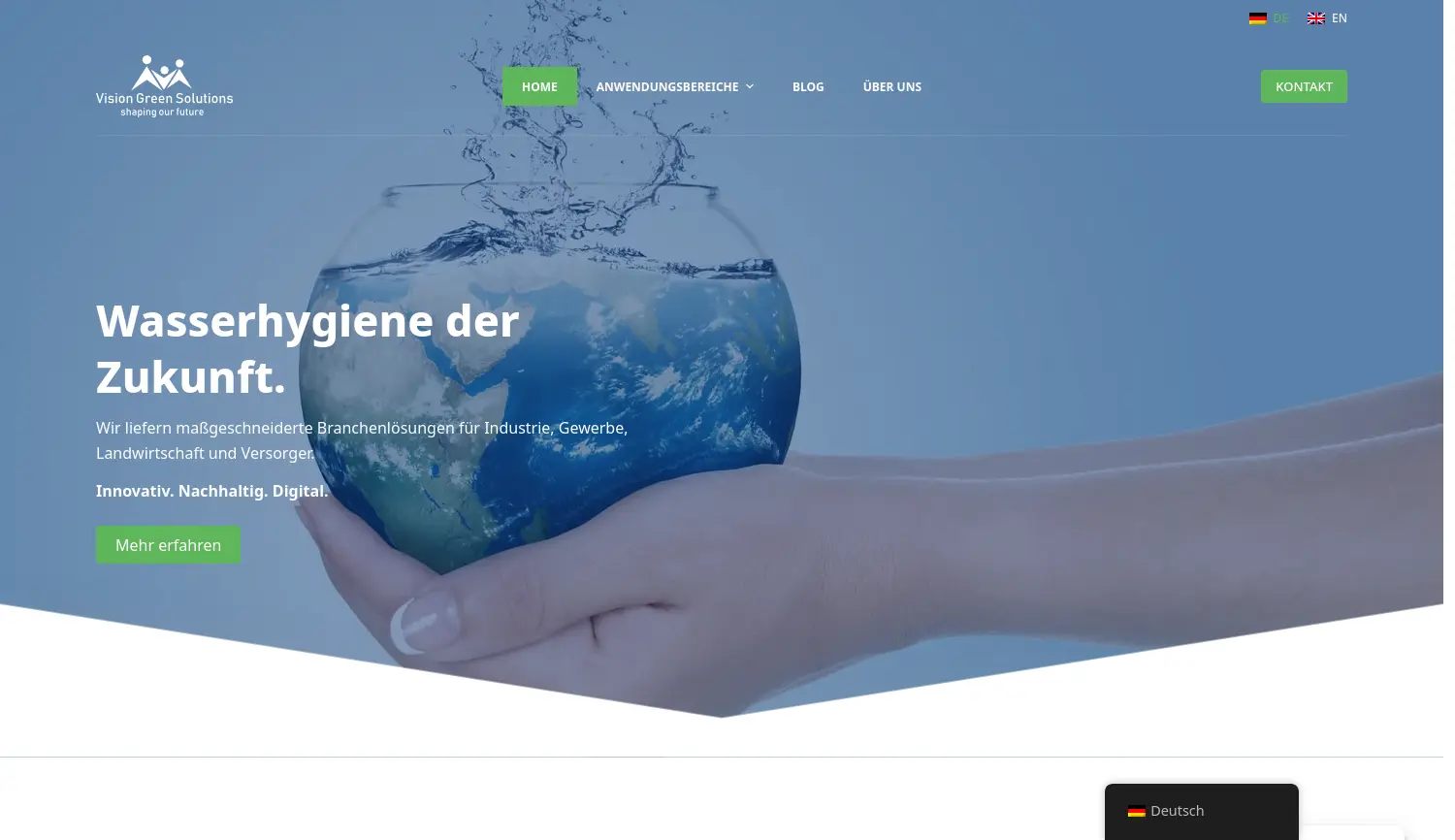 Website der Firma Vision Green Solutions GmbH