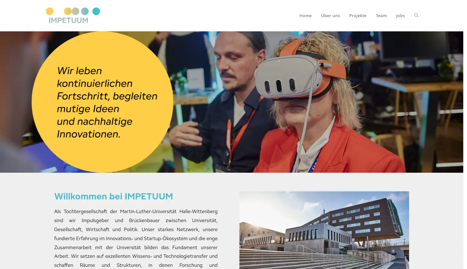 Website der Firma Impetuum GmbH