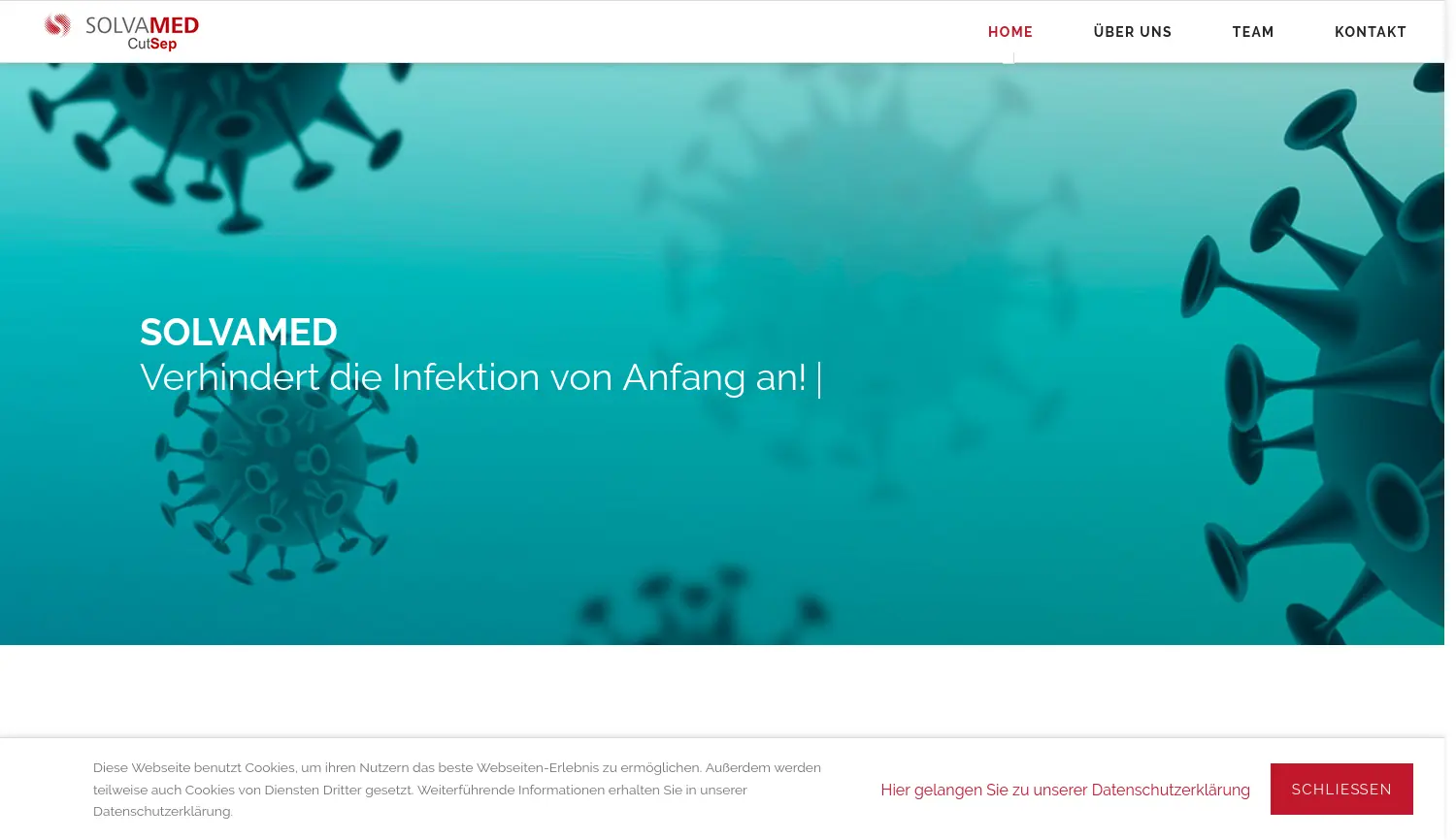 Website der Firma Solvamed GmbH