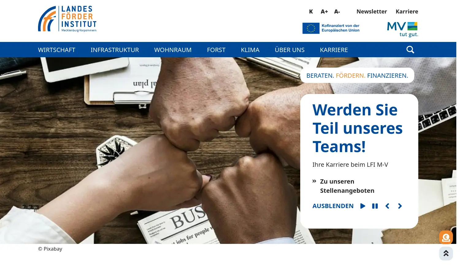 Website der Firma Landesförderinstitut Mecklenburg-Vorpommern (LFI M-V)